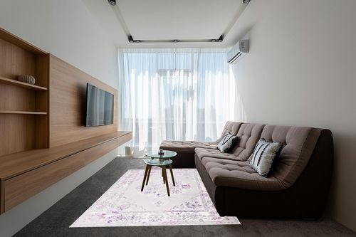 SAFAVIEH Skyler Collection 6' x 9' Grey / Pink SKY169P Distressed Medallion Non-Shedding Living Room Bedroom Dining Home Office Area Rug in Grey Living Room with Brown Couch