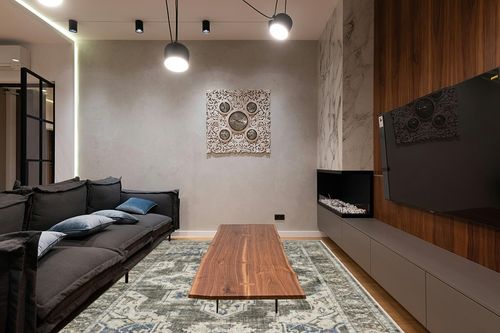 8x10 Area Rugs for Living Room Bedroom: Large Washable Rug with Non-Slip Backing Non-Shedding Stain Resistant, Boho Floral Large Carpet for Dining Room Nursery Home Office Indoor Brown/Green in Dark Wood Living Room with Black Couch