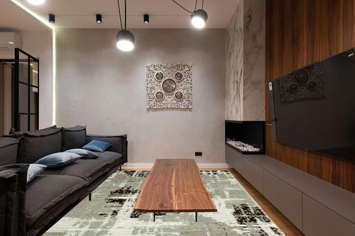 Zacoo 8x10 Area Rugs for Living Room Bedroom Decor Sage Green Low Pile Modern Rug Abstract Soft Non Slip Floor Mats No Shedding Indoor Nursery Throw Carpet for Apartment Dining Room Rug, Sage Green in Dark Wood Living Room with Black Couch