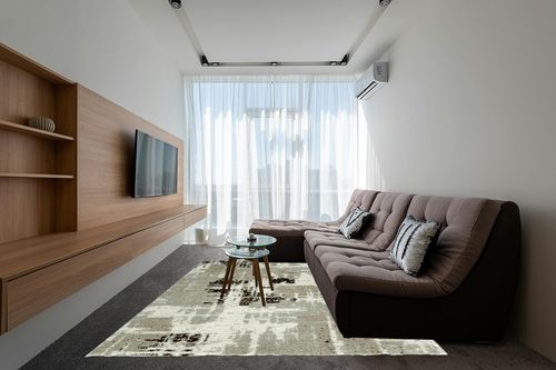 Zacoo 8x10 Area Rugs for Living Room Bedroom Decor Sage Green Low Pile Modern Rug Abstract Soft Non Slip Floor Mats No Shedding Indoor Nursery Throw Carpet for Apartment Dining Room Rug, Sage Green in Grey Living Room with Brown Couch