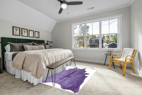 Natural Geneva Cowhide Area Rugs for Living Room and Bedroom | Handmade 100% Cow Rug with Low Pile | Shed-Resistant Home and Office Rug, Purple, 5 ft x 7 ft in Grey Traditional Bedroom with King Bed
