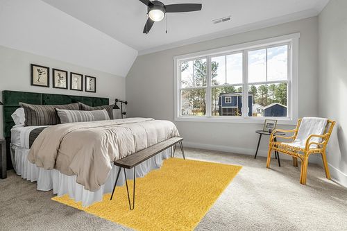 Yellow 6x9 Shag Rug in Grey Traditional Bedroom with King Bed