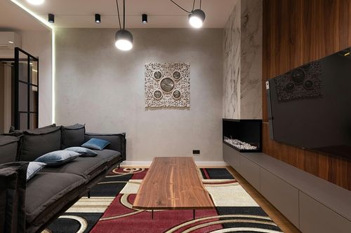 GLORY RUGS Area Rug Modern 8x10 Dark Red Soft Hand Carved Contemporary Floor Carpet with Premium Fluffy Texture for Indoor Living Dining Room and Bedroom Area in Dark Wood Living Room with Black Couch