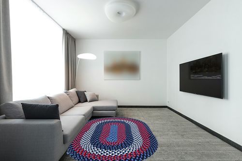 Super Area Rugs Oval 5' X 7' Blue Oval Braided Rug - Use as Living Room Rugs, Bedroom Rugs, Dining Room Rugs - Reversible - Rustic - Country - Primitive - Farmhouse Decor Rug in Modern Living Room with Grey Couch