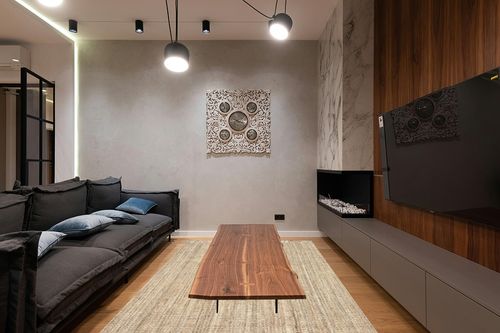 nuLOOM Daniela Farmhouse Chunky Jute Area Rug, 6' x 9', Natural in Dark Wood Living Room with Black Couch