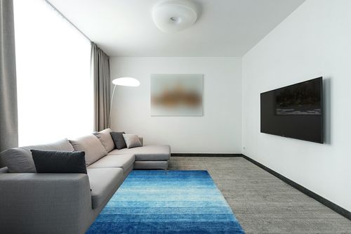 Wonnitar Modern Ombre Washable 5x7 Area Rugs,Large Blue Rug for Bedroom,Non-Shedding Living Room Throw Rug,Non-Slip Abstract Dining Room Floor Carpet for Bedside Kids Room Office in Modern Living Room with Grey Couch