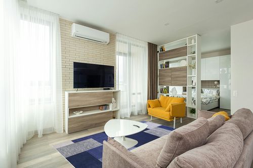 RUGSREAL Contemporary Area Rug in Light Modern Living Room with TV