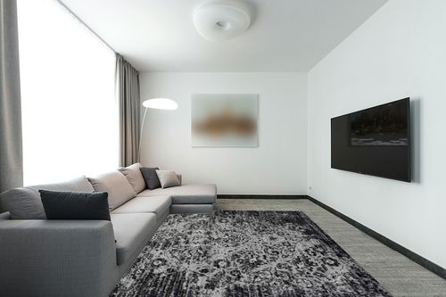Persian Area Rugs Luxe Weavers Distressed Grey 8x10 Area Rug, Modern, Stain Resistant Carpet, Indoor Oriental Rug,4620 Grey 8x10 in Modern Living Room with Grey Couch