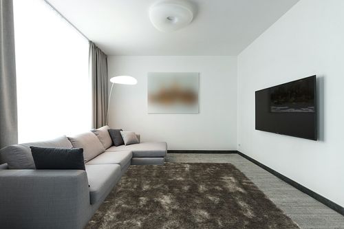 Paris Shag Collection 8' x 10' Silve in Modern Living Room with Grey Couch