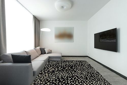 Anteleope Wool Area Rug Animal Print Contemporary Handmade Tuffted 100% Wool High Traffic Indore Area Rugs Soft & Durable for Living Room Bedroom (Black & White, 8X10 FEET) in Modern Living Room with Grey Couch