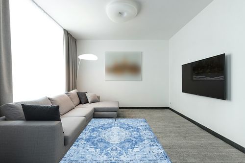 Popumelon Area Rug for Living Room - 5x7 Vintage Stain Resistant Washable Rug, Anti Slip Backing Rugs for Living Room, Boho Vintage Tribal Area Rugs in Modern Living Room with Grey Couch