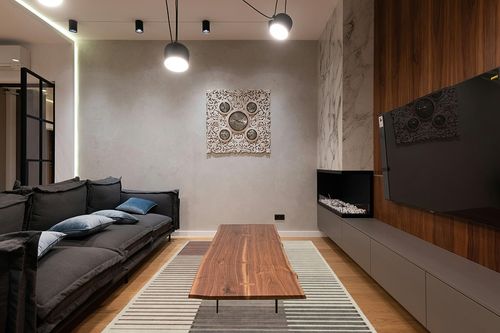 6'x9' | Washable Modern Area Rugs | Living Room & Kitchen Rugs | Interior Rugs ... in Dark Wood Living Room with Black Couch