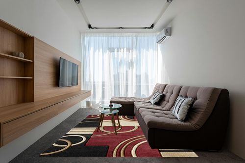 GLORY RUGS Area Rug Modern 8x10 Dark Red Soft Hand Carved Contemporary Floor Carpet with Premium Fluffy Texture for Indoor Living Dining Room and Bedroom Area in Grey Living Room with Brown Couch
