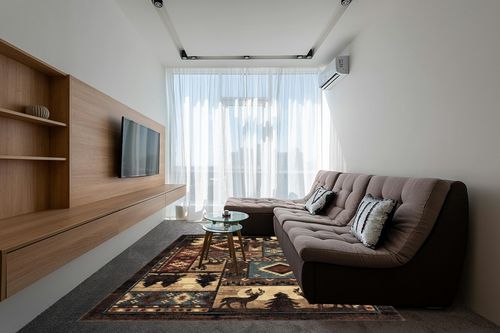 Home Dynamix Buffalo Bear Rustic Area Rug, Brown/Red, 7'10"x10'5", Rectangular in Grey Living Room with Brown Couch