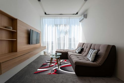 Grey Modern Fade Resistant, Stain Resistant Bedroom, Living Room, Dining Room Area Rug in Grey Living Room with Brown Couch