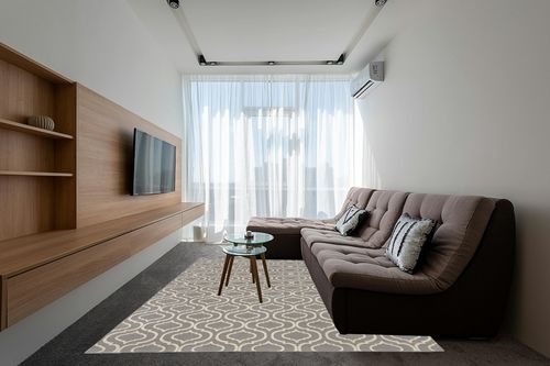 Nourison Jubilant Contemporary Grey 7'10" x 9'10" Area -Rug, Easy -Cleaning, Non Shedding, Bed Room, Living Room, Dining Room, Kitchen (8x10) in Grey Living Room with Brown Couch