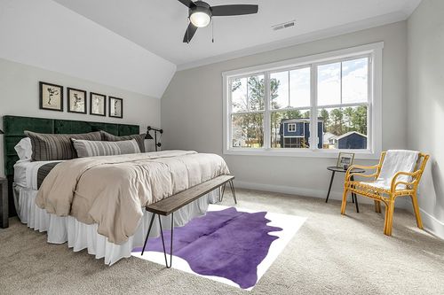 Natural Geneva Cowhide Area Rugs for Living Room and Bedroom | Handmade 100% Cow Rug with Low Pile | Shed-Resistant Home and Office Rug, Purple, 6 Ft x 7 Ft in Grey Traditional Bedroom with King Bed