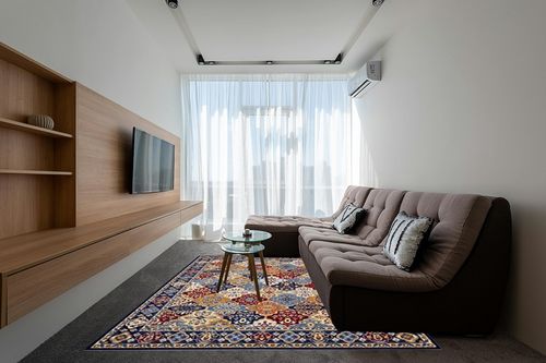 Nourison Grafix Traditional Multicolor 7'10" x 9'10" Area Rug, Easy Cleaning, Non Shedding, Bed Room, Living Room, Dining Room, Kitchen (8x10) in Grey Living Room with Brown Couch