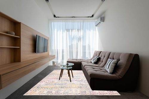 Rugshop Geometric Boho Perfect for high Traffic Areas of Your Living Room,Bedroom,Home Office,Kitchen Easy Cleaning Area Rug 5' x 7' Multi in Grey Living Room with Brown Couch