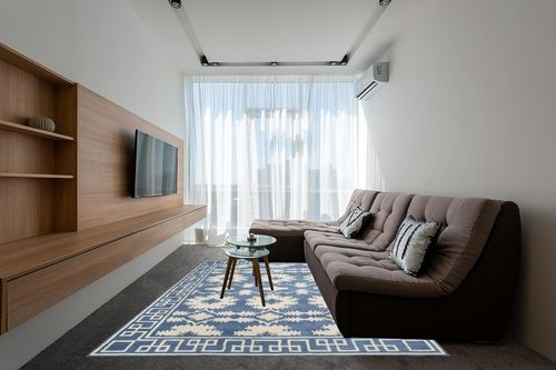 SAFAVIEH Bella Collection 8' x 10' Blue/Ivory BEL132A Handmade Premium Wool Area Rug in Grey Living Room with Brown Couch