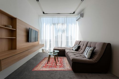 Nourison Fulton Persian Red 5' x 7' Area -Rug, Easy -Cleaning, Non Shedding, Bed Room, Living Room, Dining Room, Kitchen (5x7) in Grey Living Room with Brown Couch