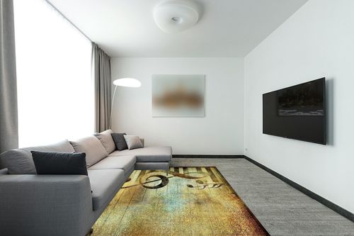 Old Music Note Area Rugs, Vintage Medieval Vellum Floor Mats, Fluffy Soft Machine Washable Breathable Durable for Hotel Home Decor Doormat Entrance Hall, 6ft x 9ft in Modern Living Room with Grey Couch