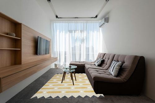 Abani Contemporary Transitional Area Rug - Non-Shed Yellow & Cream 6' x 9' Living Room Rug Rugs in Grey Living Room with Brown Couch