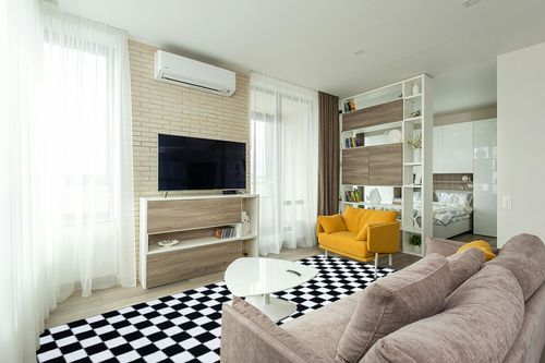 LUXE WEAVERS Geometric Checkered Black and White 8x10 Area Rug, Non-Shedding Modern Living Room Carpet in Light Modern Living Room with TV