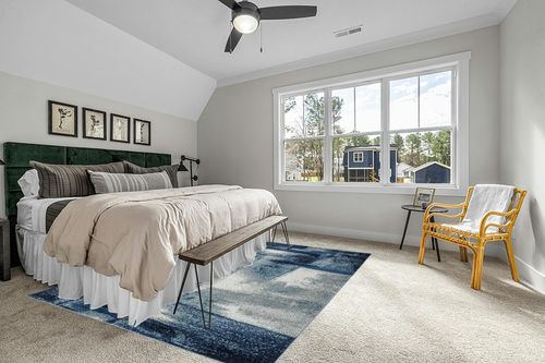 LUXE WEAVERS Contemporary Abstract Navy 8x10 Area Rug in Grey Traditional Bedroom with King Bed