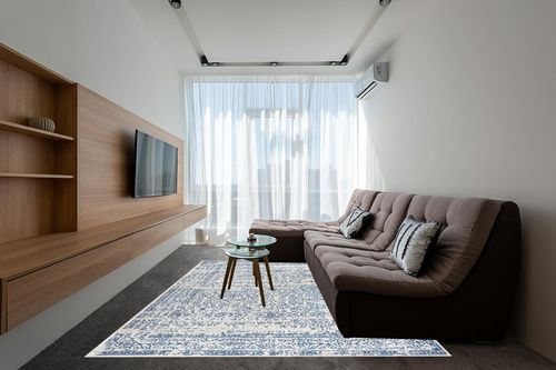 JONATHAN Y BMF108A-8 Bohemian Filigree Modern Indoor Area-Rug Floral Vintage Casual Easy-Cleaning High Traffic Bedroom Kitchen Living Room Non Shedding, 8 X 10, Cream in Grey Living Room with Brown Couch