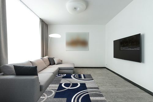 GLORY RUGS Area Rug Modern Soft Hand Carved Contemporary Floor Carpet with Premium Fluffy Texture for Indoor Living Dining Room and Bedroom Area (5x7, Navy) in Modern Living Room with Grey Couch