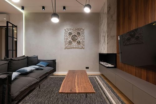 Unique Loom Outdoor Border Collection Area Rug - Soft Border (9' x 12' Rectangle, Black/ Ivory) in Dark Wood Living Room with Black Couch