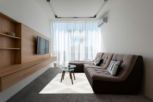 Markus Geometric Gray and Ivory Area Rug Foundstone Rug Size: Rectangle 5'3" x 8' in Grey Living Room with Brown Couch