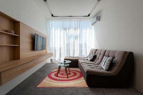 CASAVANI Collection Rectangular Area Rug - 5x8 Feet Pink Braided Jute Rug Geometric Kilim Rug Indoor Outdoor Use Carpet Flatweave Rugs for Bedroom Dining Room Living Room in Grey Living Room with Brown Couch