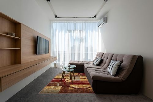 Unique Loom Barista Collection Modern, Abstract, Vintage, Distressed, Urban, Geometric, Rustic, Warm Colors Area Rug (5' 0 x 8' 0 Rectangular, Multi/Beige) in Grey Living Room with Brown Couch