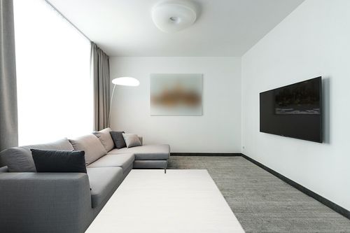 Nourison Washable Essentials Modern Ivory Grey 5'3" x 7'3" Area Rug, Non Shedding, Bed Room, Living Room, Dining Room, Kitchen (5x7) in Modern Living Room with Grey Couch