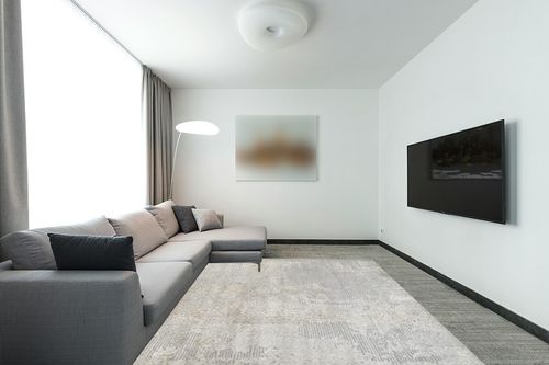nuLOOM Alice Abstract 8x10 Area Rug for Living Room Bedroom Dining Room Kitchen, Light Grey/Ivory in Modern Living Room with Grey Couch
