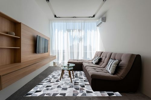 DECOMALL Coronado 8x10ft Area Rugs, Modern Geometric Faux Cowhide Patchwork Rug, Machine Washable Non Slip Carpet for Living Room Bedroom Dinning Room,8x10ft Multi in Grey Living Room with Brown Couch