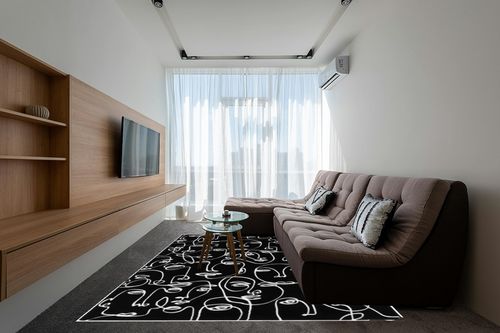 Black and White Minimalist Abstract Face Pattern Area Rug for Living Room Bedroom Boho Chic Modern Dining Room Carpet Washable Soft Home Office Floorcover Runnner Rug 8x10 in Grey Living Room with Brown Couch