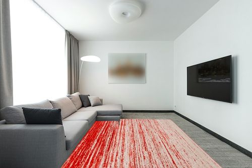 SAFAVIEH Adirondack Collection Area Rug - 8' x 10', Orange & Grey, Modern Ombre Design, Non-Shedding & Easy Care, Ideal for High Traffic Areas in Living Room, Bedroom (ADR113P) in Modern Living Room with Grey Couch