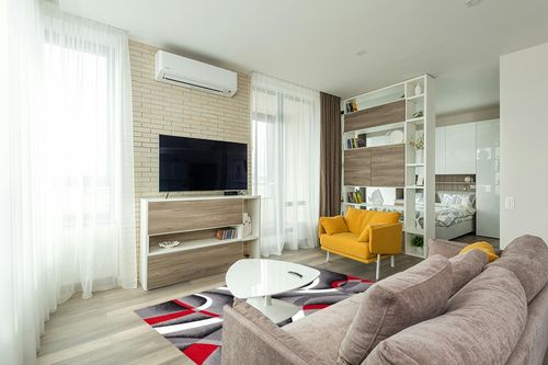 Grey Modern Fade Resistant, Stain Resistant Bedroom, Living Room, Dining Room Area Rug in Light Modern Living Room with TV
