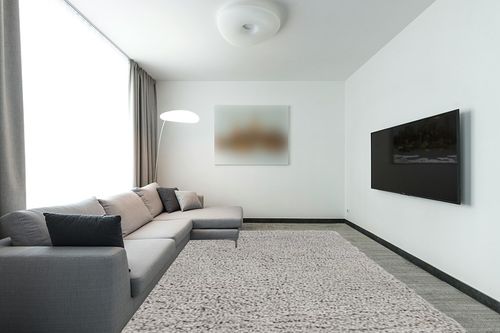 Mark&Day Area Rugs, 9x12 Abraham Modern Shag Gray Area Rug, Grey Carpet for Living Room, Bedroom or Kitchen (9'3" x 12') in Modern Living Room with Grey Couch