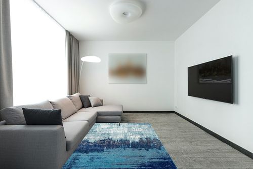nuLOOM Alayna Abstract Waterfall Area Rug, 5' x 7' 5", Blue in Modern Living Room with Grey Couch