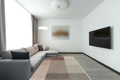6'x9' | Washable Modern Area Rugs | Living Room & Kitchen Rugs | Interior Rugs ... in Modern Living Room with Grey Couch