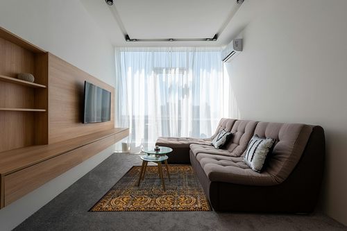 Unique Loom Imperial Collection Paisley, Distressed, Border, Vintage, Modern, Abstract Area Rug, 5 x 8 ft, Black/Orange in Grey Living Room with Brown Couch