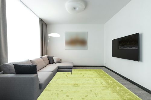 Unique Loom La Jolla Collection Farmhouse, Contemporary, Botanical, Traditional, Vintage Area Rug, 9 x 12 ft, Light Green/Green in Modern Living Room with Grey Couch