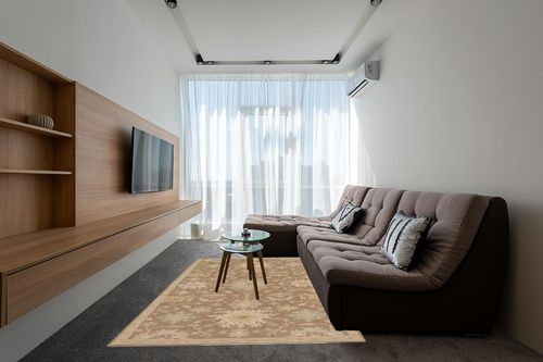 Mark&Day Area Rugs, 6x9 Marseille Traditional Camel Area Rug, Brown/Grey/Green Carpet for Living Room, Bedroom or Kitchen (6' x 9') in Grey Living Room with Brown Couch