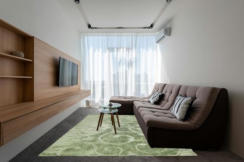 Unique Loom Floral Shag Collection Area Rug-Carved, 8 ft x 10 ft, Green in Grey Living Room with Brown Couch