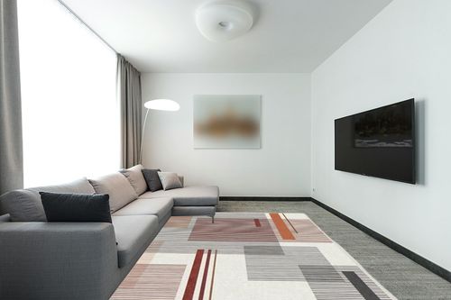 8'x10' | Washable Modern Area Rugs | Living Room & Kitchen Rugs | Interior Rugs ... in Modern Living Room with Grey Couch