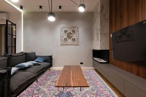 Nourison Passion Bohemian Light Grey/Pink 8' X 10' Area-Rug, Easy-Cleaning, Non Shedding, Bed Room, Living Room, Dining Room, Kitchen (8x10) in Dark Wood Living Room with Black Couch